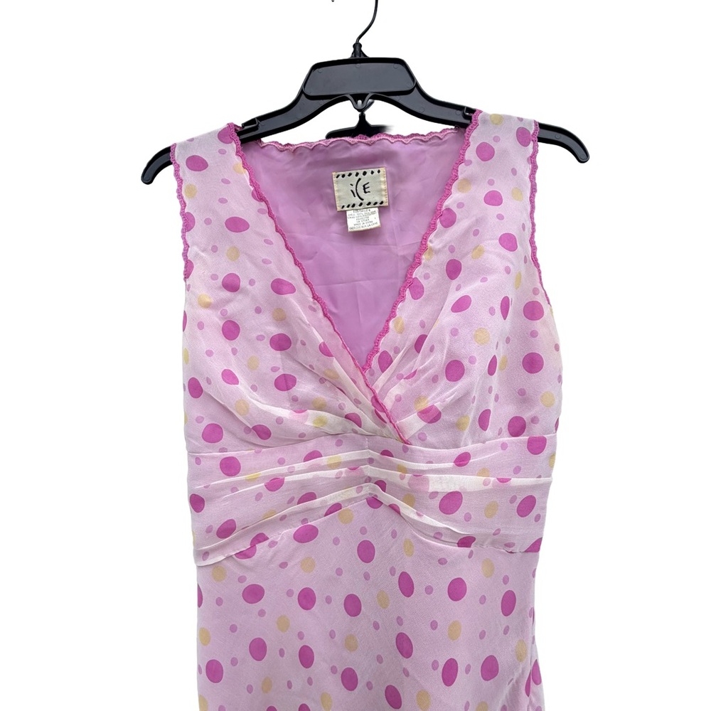 vintage pink polka dot silk slip dress y2k - Picture 2 of 12